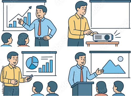 A Set of Cartoon Illustrations for Business Presentations, Seminars, and Public Speaking