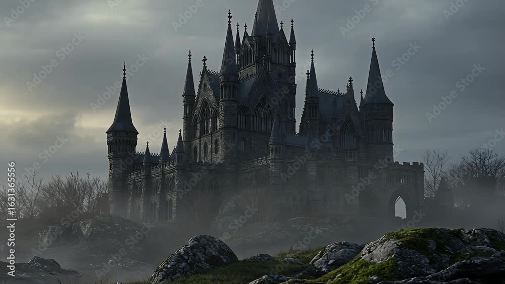 custom made wallpaper toronto digitalGothic Castle Surrounded by Morning Fog