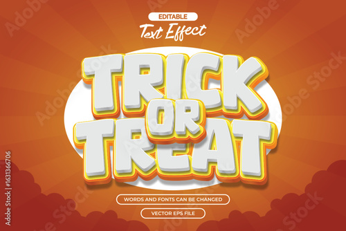 Trick or treat editable text effect with 3d cartoon text style