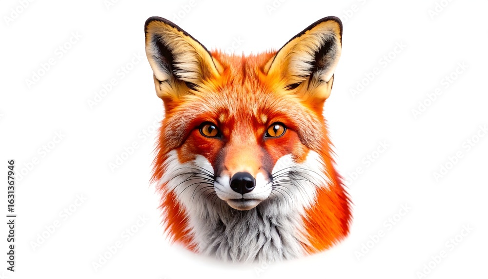 Fototapeta premium Detailed fox portrait, vibrant fur, intense gaze