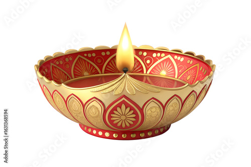 Golden and red diya diwali for diwali day
