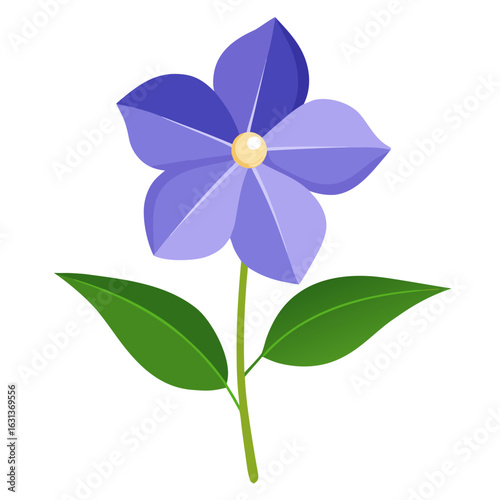 a periwinkle flower featuring five purple-lavender petals with gradient shading, no background vector file.