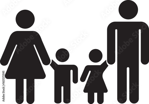 Parents and child family icon solid in flat trendy style. Happy little family for insurance symbol Design on transparent background