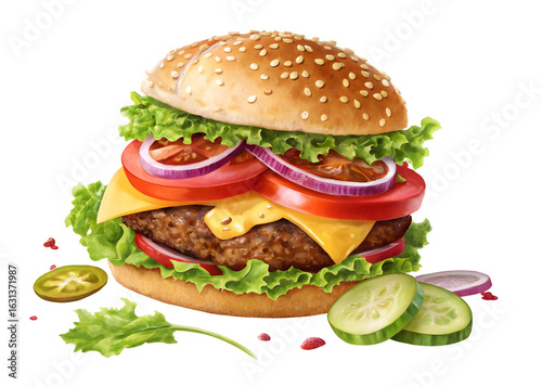 Hamburger on white background