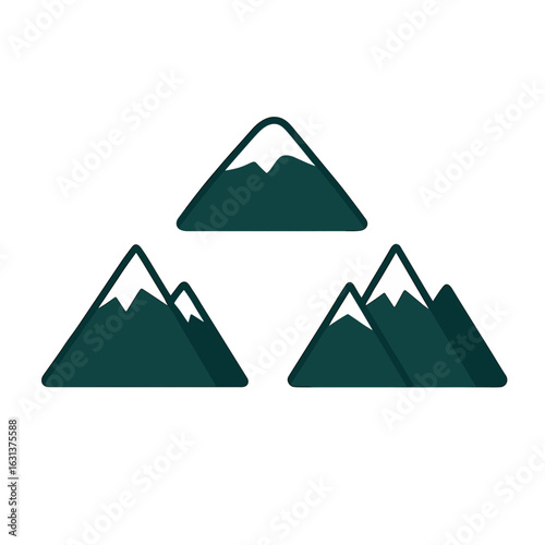 Minimalist Flat Design Mountain Peak with Snow Nature Landscape Illustration