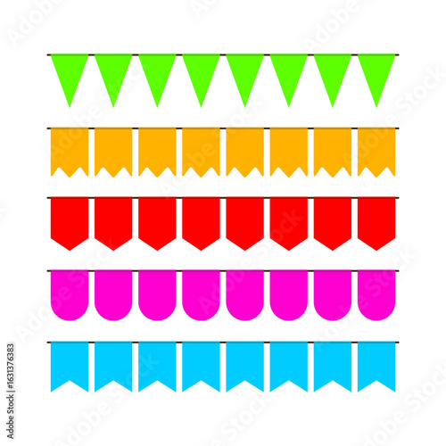 Vector illustration of Party Flags isolated on transparent background