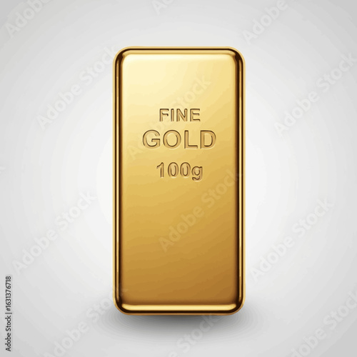 A gleaming 100g fine gold bar stands vertically, symbolizing wealth, investment, and the enduring value of precious metals in a global economy.