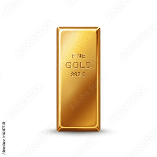 A gleaming fine gold bar, stamped with 999.9 purity, stands upright on a pristine white background, symbolizing wealth, investment, and financial security.