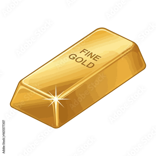 A shimmering, valuable gold bar, marked 'FINE GOLD', symbolizing wealth, investment, and financial security, isolated on a clean white background.