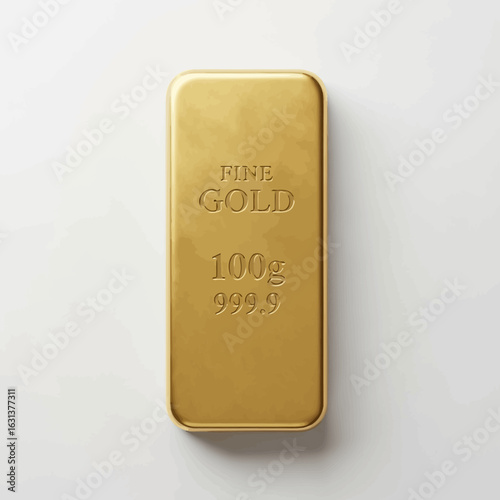 A gleaming 100g fine gold bar, symbolizing wealth and secure investment, rests elegantly on a clean white background, showcasing its purity and value.