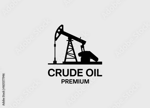 The image features a bold and straightforward logo for a crude oil premium company, illustrating an oil pump jack, representing industry and energy.