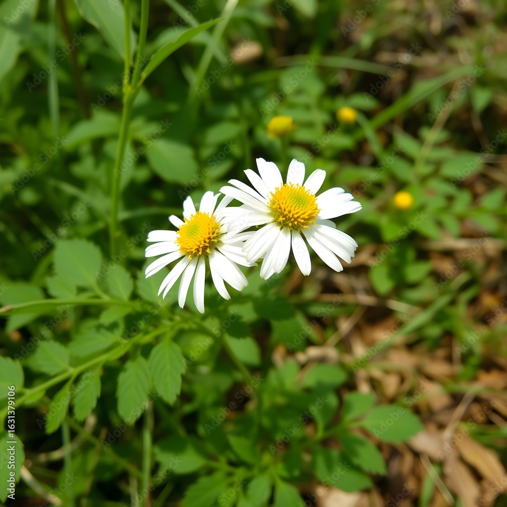 Obraz premium White daisy flower blooming in natural garden environment