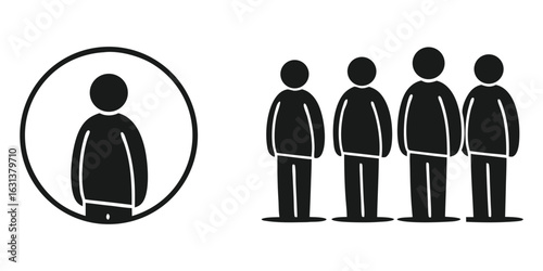 Minimalist Black Group People Icons Set,user icon set person profile contact people group,Diverse set of person icons in various styles,Minimalist black silhouettes,Team and user icon pack, team,Ai