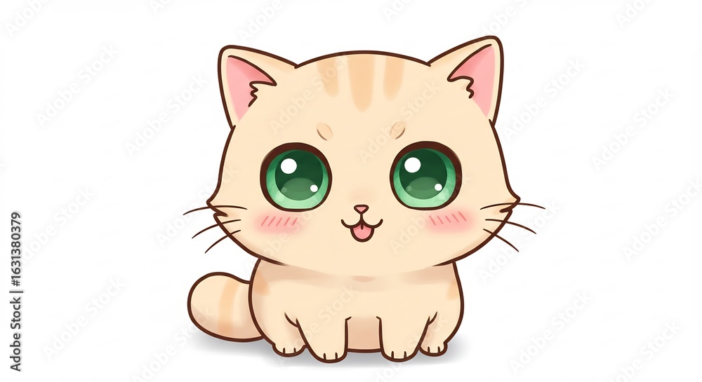 Fototapeta premium 可愛い猫 大きく輝く瞳 幸せな表情 優しい光に包まれて. AI Generated