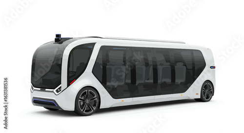 Utonomous electric shuttle bus on a plain background, future transport