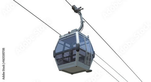 Cable Car on White, Transportation System for Skiing and Sightseeing
