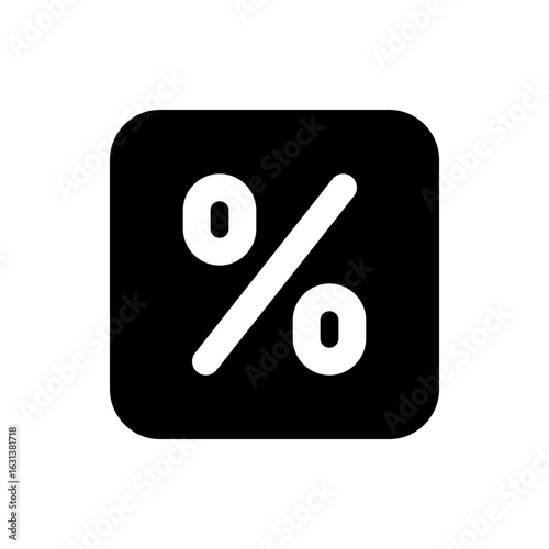 White percentage symbol on a black rounded square representing discounts and financial calculations precisely