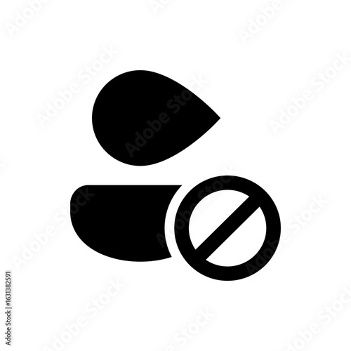 Black silhouette of a user icon with a prohibition sign indicating restricted access or blocked account