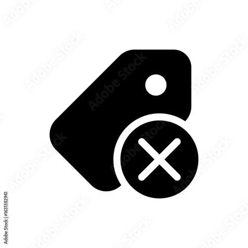 Black tag with a white circle and an x inside indicating removal or deletion of the item on display