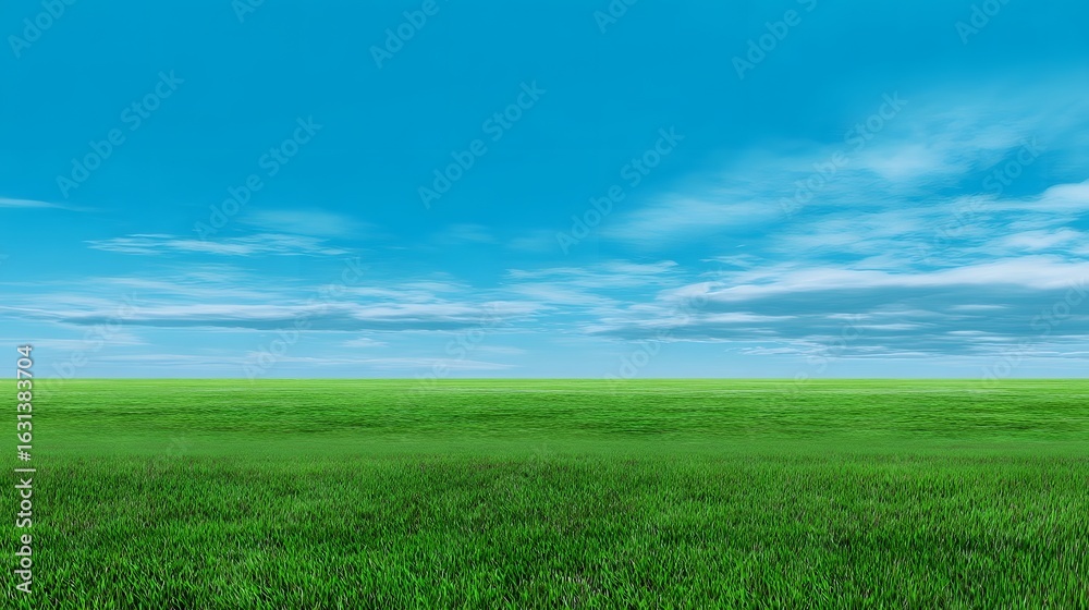 Obraz premium Green lawn and blue sky image