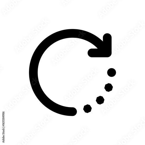 Circular arrow with a dotted line indicating progression or loading in a clockwise direction icon design