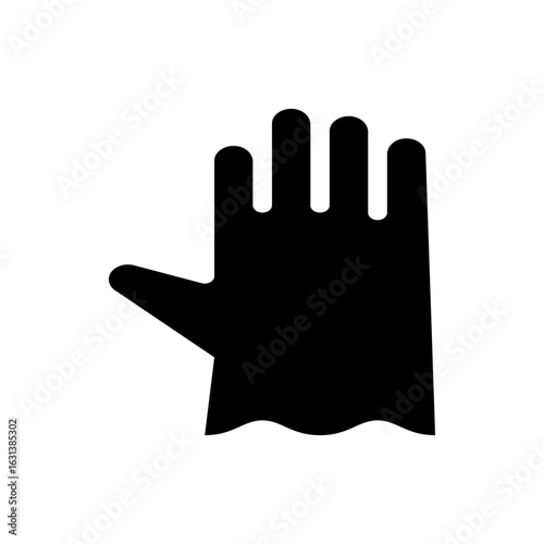 Illustration of a black glove with rounded fingers and a thumb isolated on a white background design element