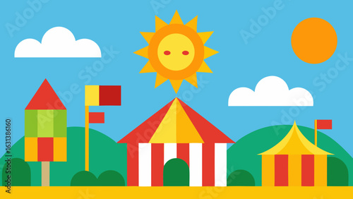 sunny carnival day fun bright amusement park ride