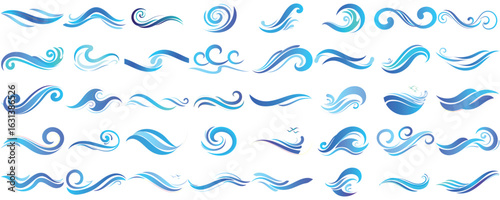 Ocean wave logo set With PNG