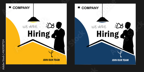 Professional vector template for we are hiring job vacancy announcement social media post design recruitment banner and employment promotion layout.
