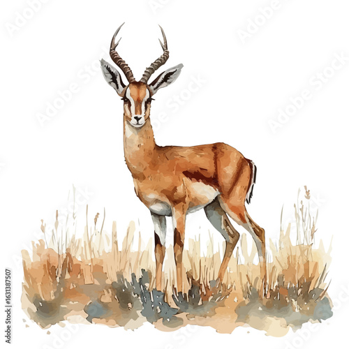 watercolor of Gazelle, vector, isolated on a white background.