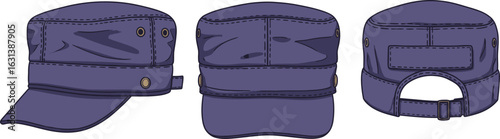 Stylish purple cadet cap design for fashion templates and clothing mockups