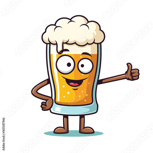 A Cartoon Beer Glass with a ThumbsUp Gesture