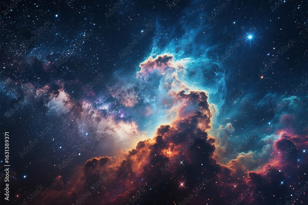 Fototapeta premium High definition star field, colorful night sky space. Nebula and galaxies in space. Astronomy concept background