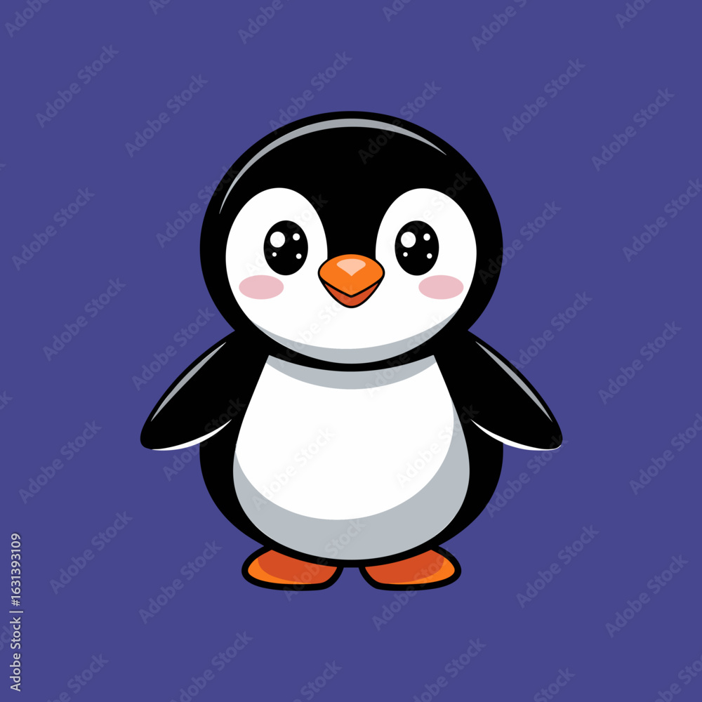 Obraz premium Adorable and Cute Penguin Cartoon Character with Big Eyes, a Sweet and Friendly Vector Illustration for Children's Products, Mascots, and Animal Themes