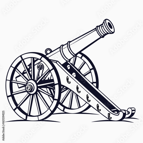 3d icon of vintage cannon isolated on white background