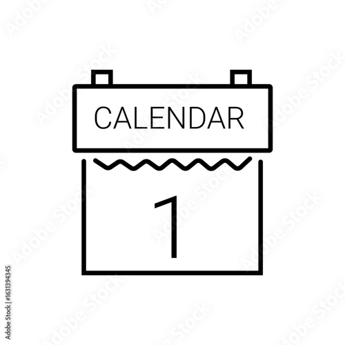 Minimalist monochrome design of calendar day one. Suitable for planner templates, event reminders, project kickoff graphics, and new year themes.