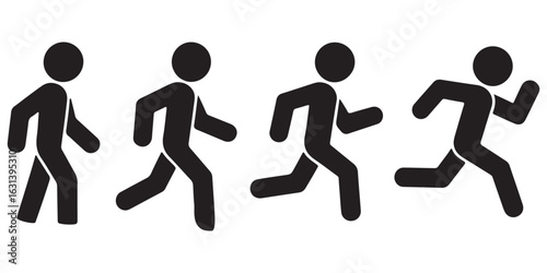 Running people silhouette vector illustration