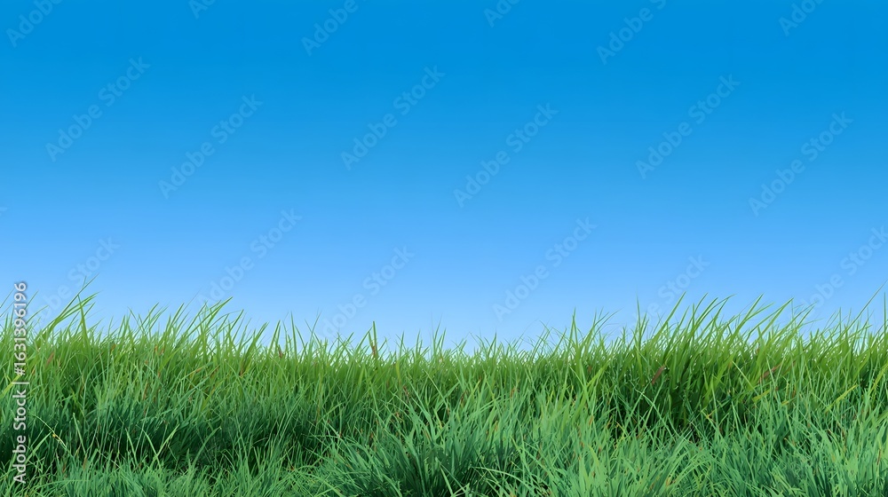 Fototapeta premium Green lawn and blue sky image