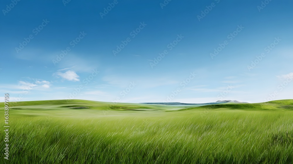 Obraz premium Green lawn and blue sky image