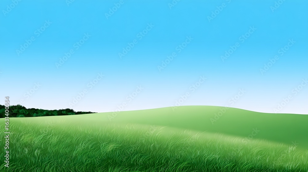 Obraz premium Green lawn and blue sky image