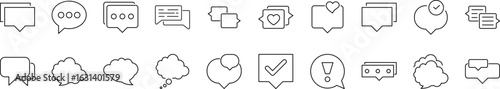 Speech Bubble Outline Icon Collection. Editable Stroke. Perfect for Graphics, Designs, Books, Adverts, Apps