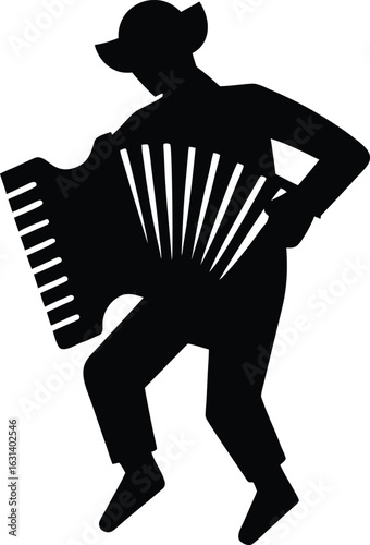 black silhouette a accordion on white background.eps
