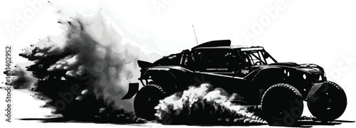 Offroad buggy kicking up dust cloud