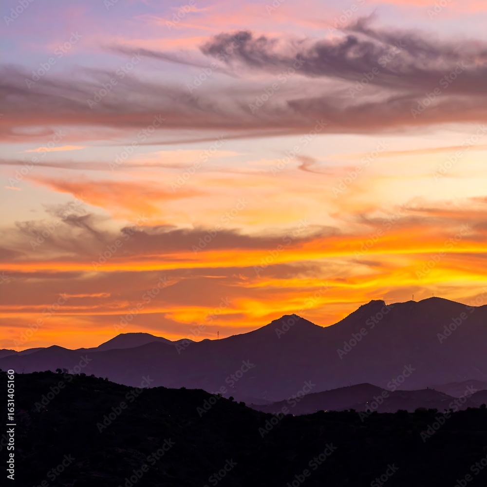 Fototapeta premium Mountain sunset sky view