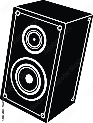 black silhouette a amp speaker on white background.eps