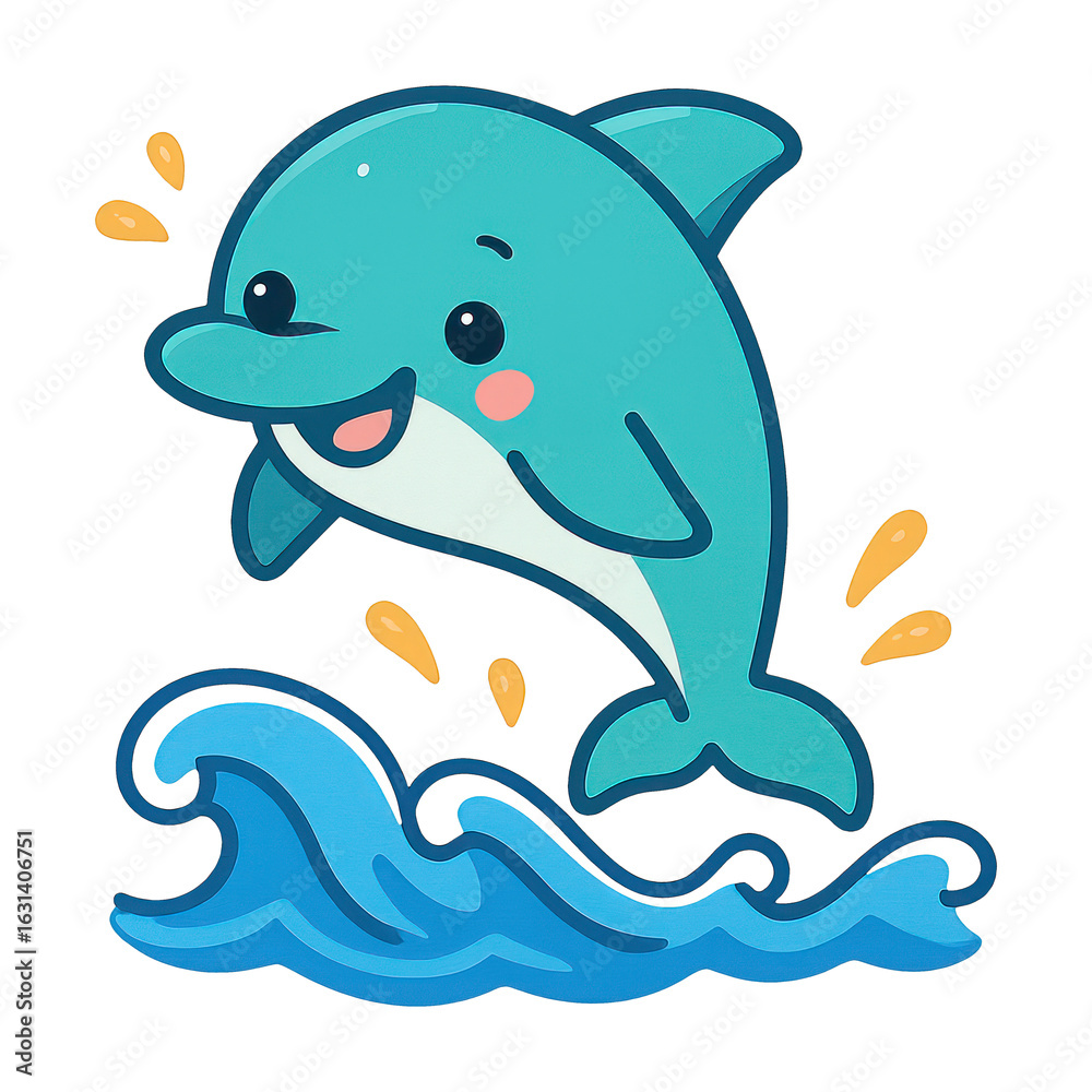 Naklejka premium PNG Playful cartoon dolphin illustration.