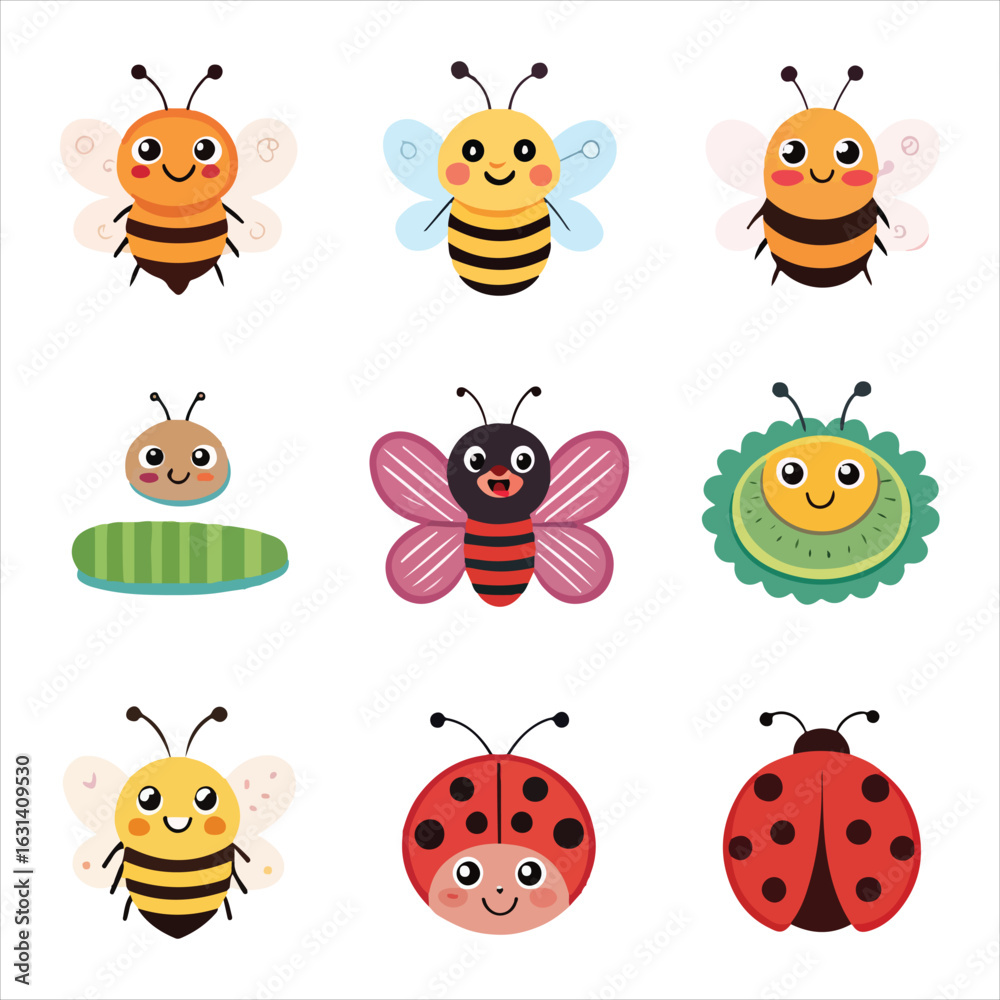Obraz premium set of funny cartoon insects