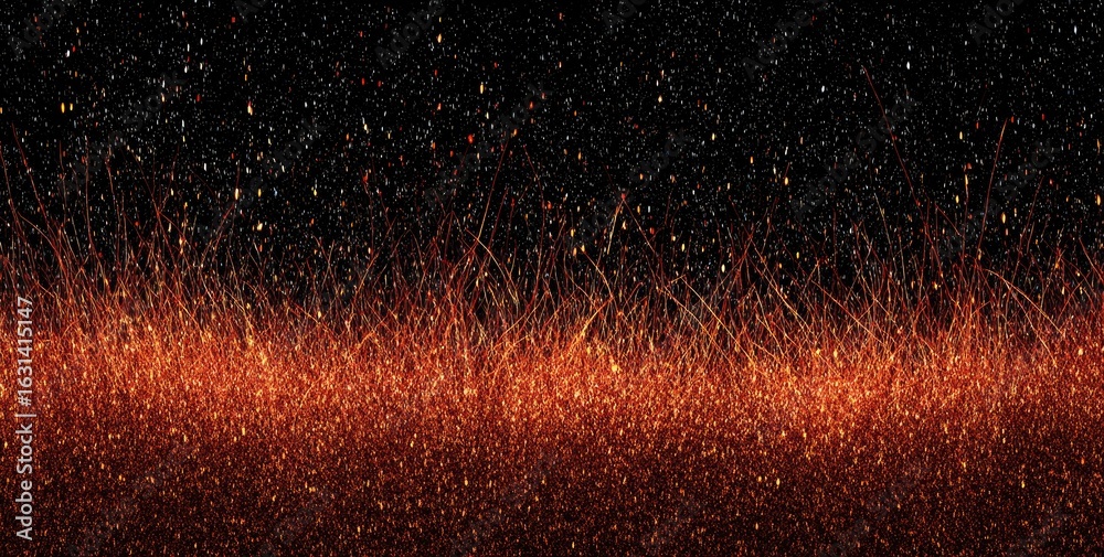 Fototapeta premium Fiery, textured field against a dark night sky