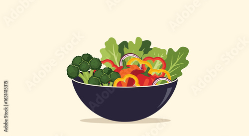 A colorful and nutritious bowl of fresh garden salad filled with healthy ingredients