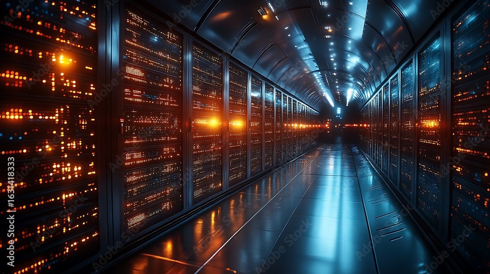 Obraz premium Data rack center corridor technology